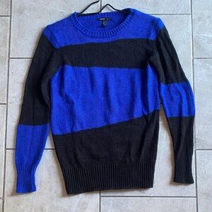 Mango Brand Royal Blue Black Stripe Sweater
